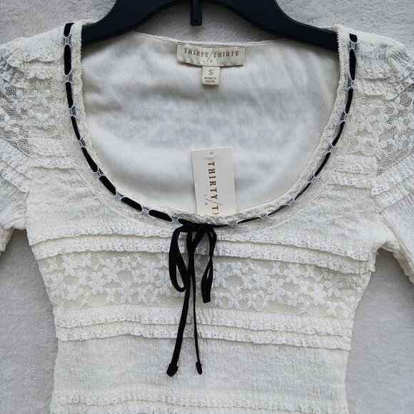 NEW Womens Small Y2K White Lace Tiered Fairy Grunge Long Bell Sleeve Dollete Top - Picture 3 of 12